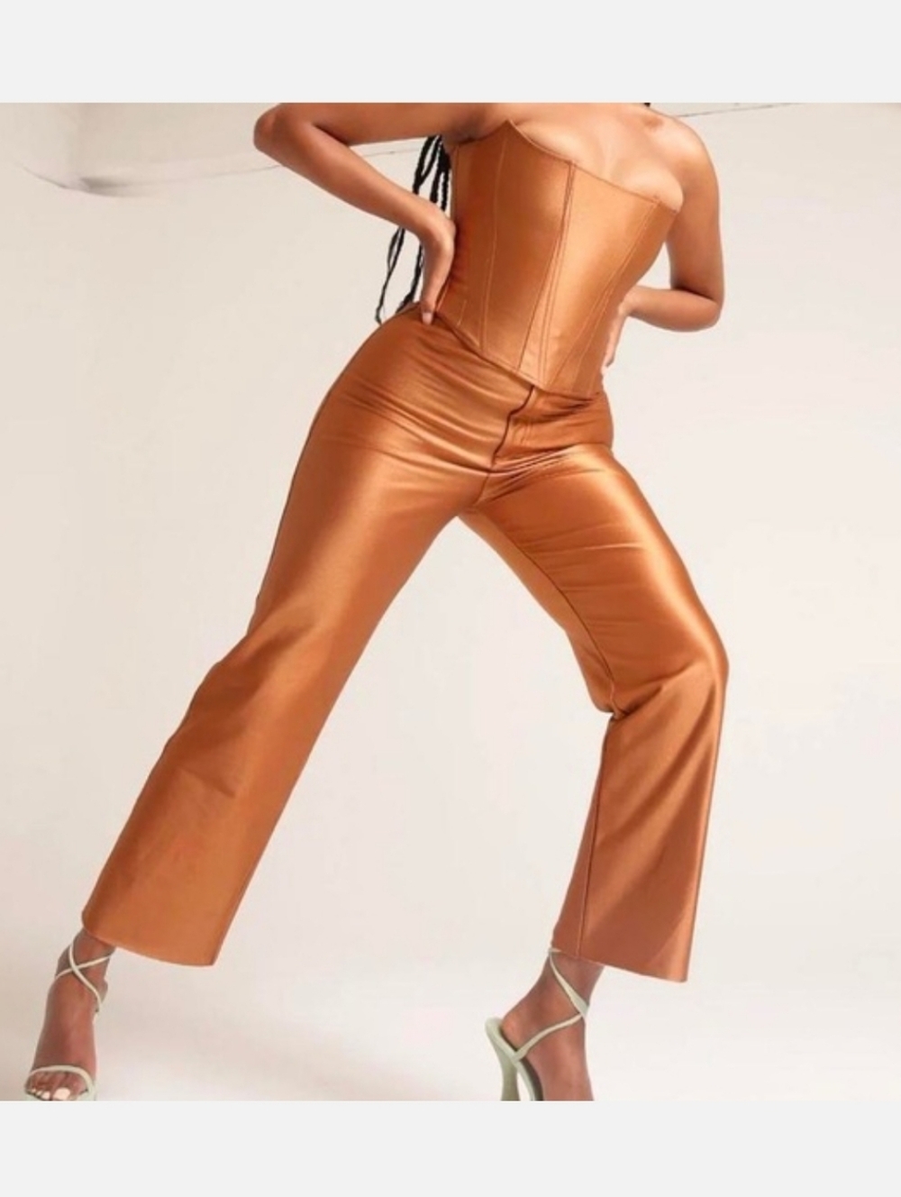 REZEK STUDIO Hustle Pants XS 70s Disco Hot Pants Flare Leg Mint Stretch USA